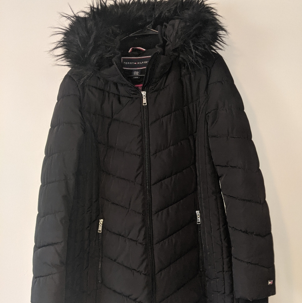 Super warm long puffy jacket with faux fur lined hood